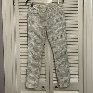 Anthropologie Pilcro and the Letterpress print skinny jeans stet 28 white cream